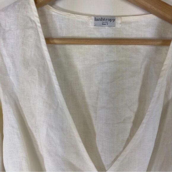 Lanhtropy Magnolia Linen Wrap Blouse - White - Small - Picture 5 of 6